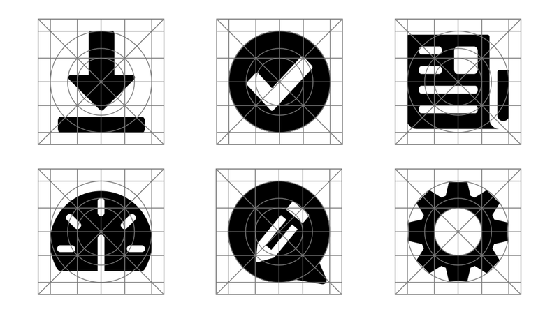 EvaluAgent app icons with a grid overlaying each